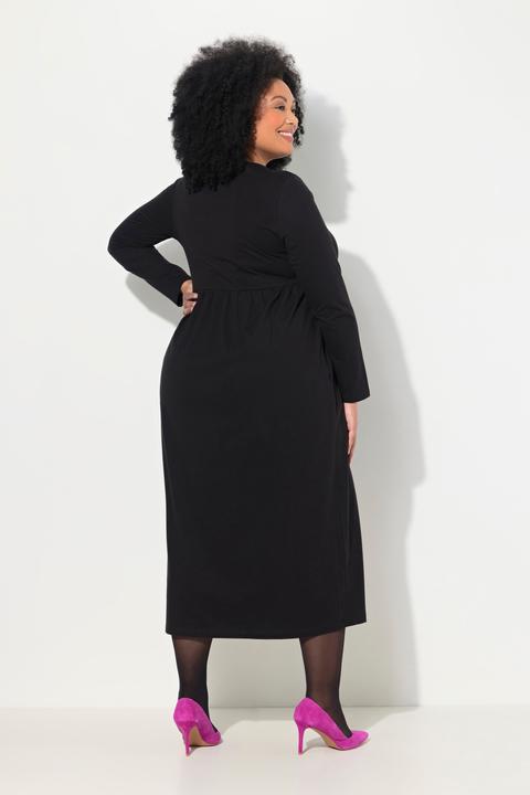 Produktbild Ulla Popken Jersey-Maxikleid, A-Linie, Tunika-Ausschnitt, Langarm (54)