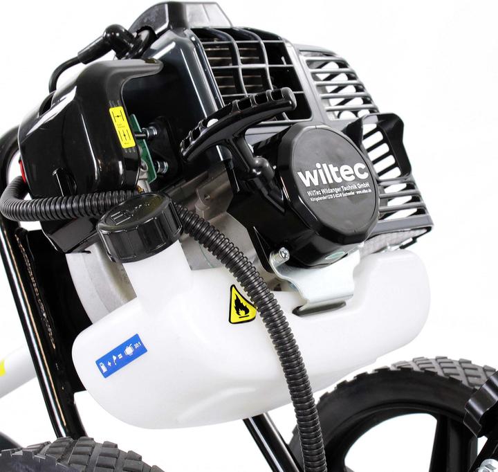 Image du produit Wiltec Débroussailleuse à essence sur Roues 1,9 kW Appareil 2-en-1 Débroussailleuse Coupe-bordures (Lame de coupe en métal, Fils coupe-herbe)