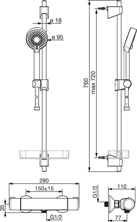 Actual product image Oras Thermostat Shower Mixer Nova 7413u