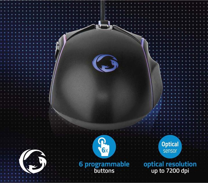 Actual product image Nedis Gaming Mouse | Wired | 800 / 1200 / 2400 / 3200 / 4800 / 7200 dpi | Adjustable DPI | Anz (Cable)