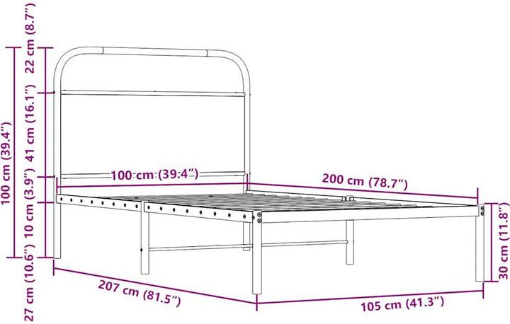 Produktbild vidaXL Bettgestell (100 x 200 cm)