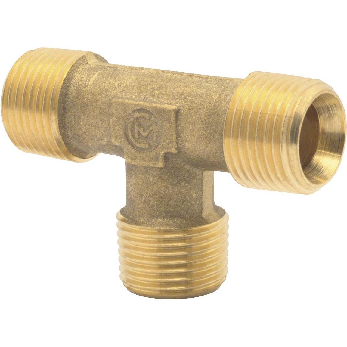 Elmag, Zubehör Druckluftwerkzeug, Druckluftverteiler 3fach Druckluft T-Stück mit Aussengewinde 1/4" aus Messing
