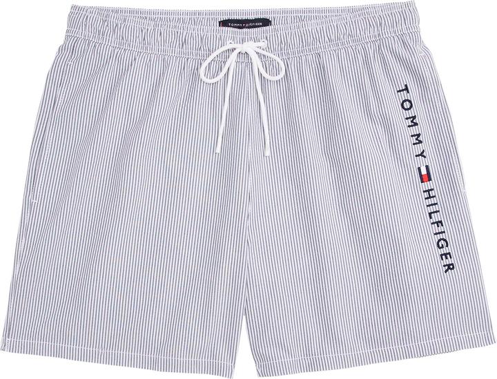 Tommy Hilfiger Medium lange Heren Zwembroek met Streep - White - Maat XXL (XXL)