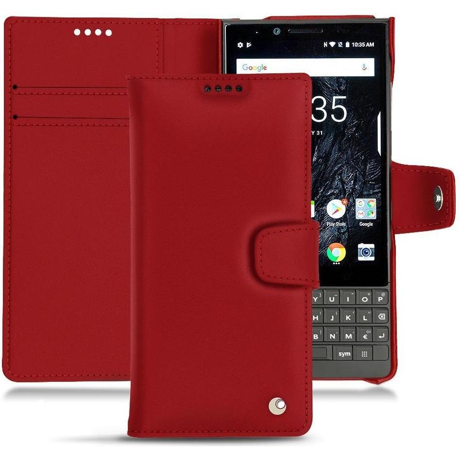 Noreve Lederschutzhülle Wallet (Blackberry KEY2), Smartphone Hülle, Rot