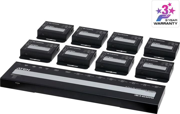 Actual product image Aten 8-Port 4K HDMI Cat 6 Splitter with 8 Receiver