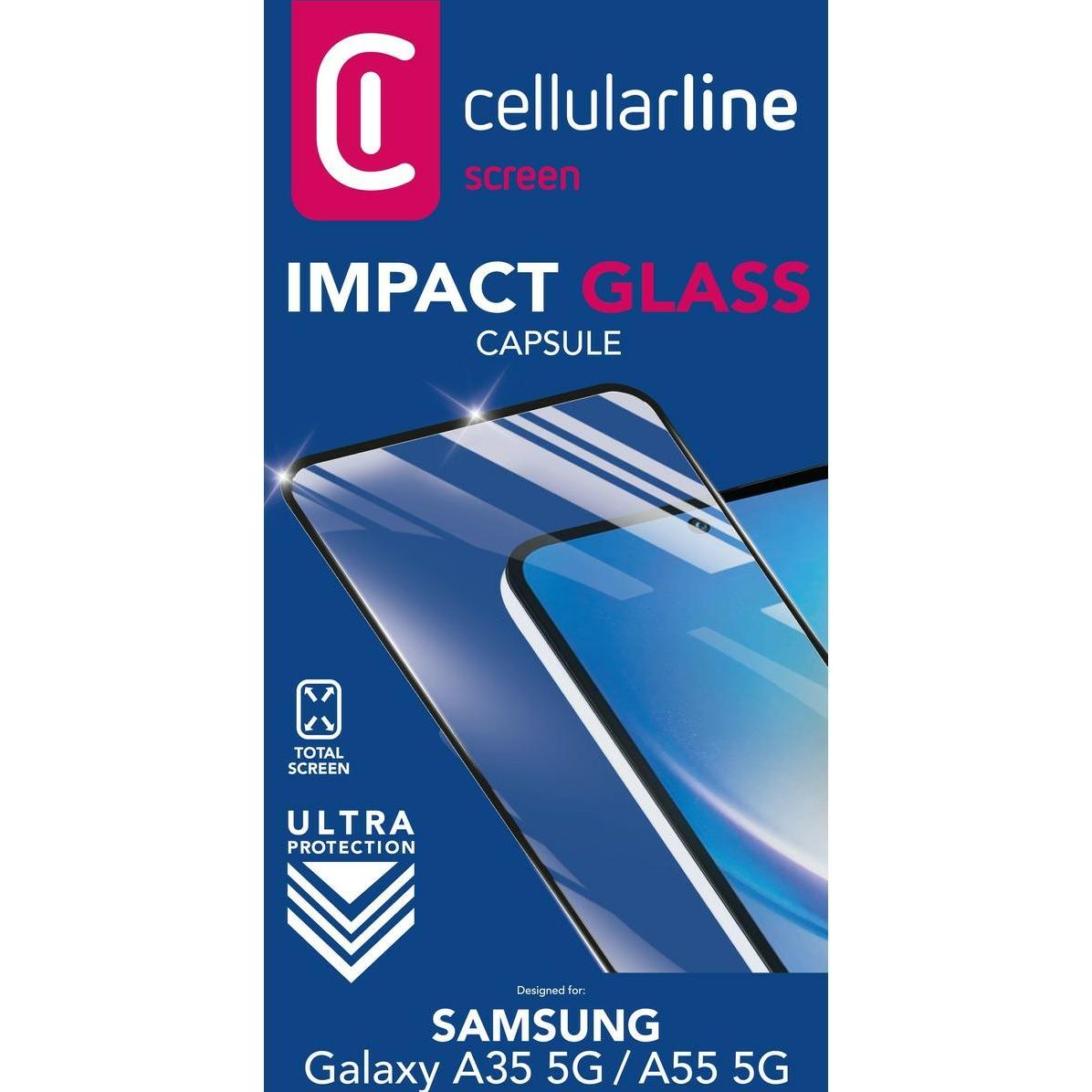 Thumbnail - Cellularline Impact Glass Capsule Samsung A35 5G/ A55 5G (1 Stück, Samsung Galaxy A35), Smartphone Schutzfolie, Schwarz