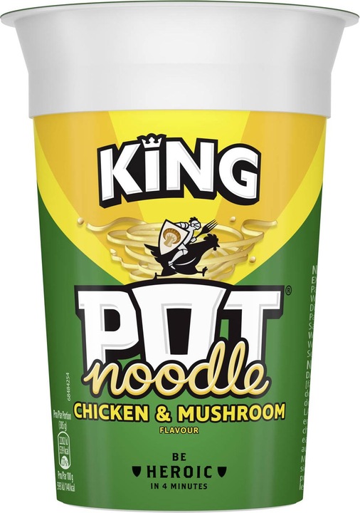 Actual product image Pot Noodle King Asia Instant Noodles Pot Chicken & Mushroom Cup XL Asian Snack, Prepared in 4 Minutes (143 g)