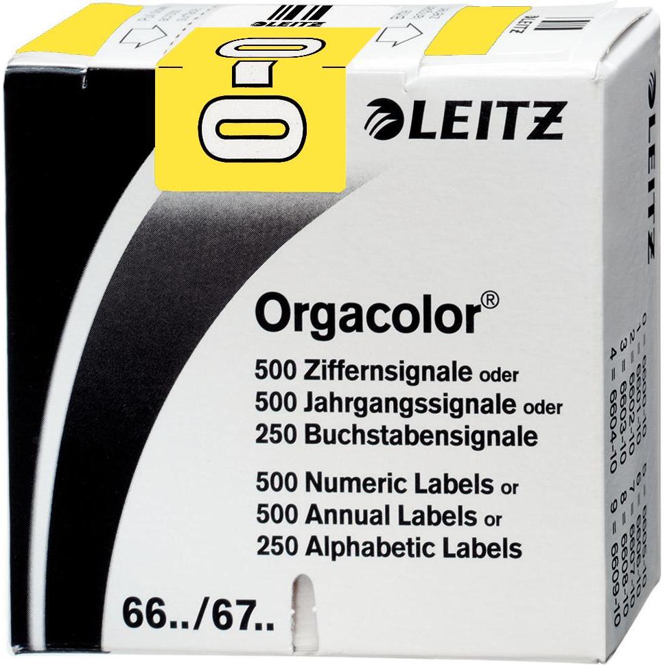 Leitz, Ordner Zubehör, Buchstabensignal Orgacolor "O", auf Rolle, gelb Masse: (B)30 x (H)23 mm, auf Trägerbandrolle, s