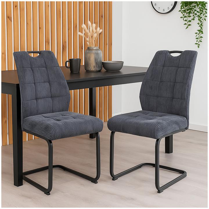 Actual product image HTI-Living Schwingstuhl Marek Cord Dunkelgrau 2er-Set