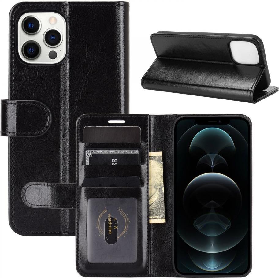 Screenguard CardLounge Apple iPhone 12 Pro Leder Hülle (Apple iPhone 12 Pro), Smartphone Hülle, Schwarz