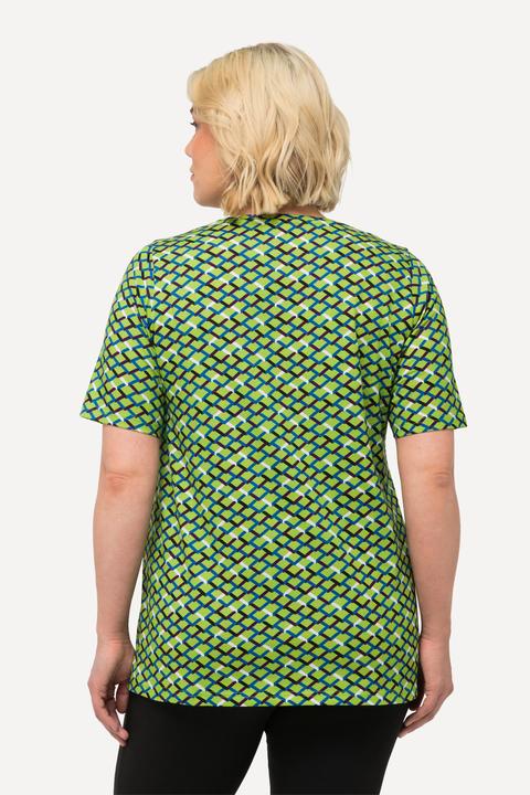 Immagine prodotto Ulla Popken Maglia dal taglio lungo e svasato con design geometrico, scollo a V e mezze maniche (62)