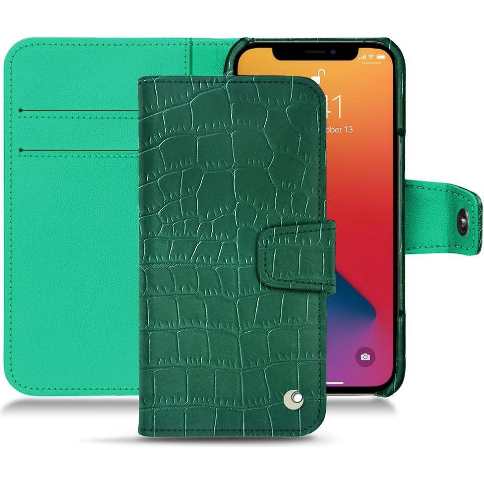 Noreve Lederschutzhülle Wallet (Apple iPhone 13 Pro), Smartphone Hülle, Grün