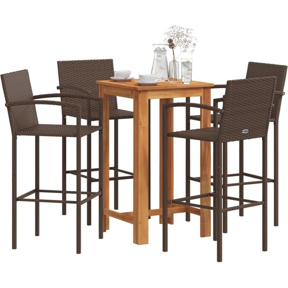 VidaXL, Gartentisch + Balkontisch, 5-tlg. Gartenbar-Set Akazie und (60 cm)
