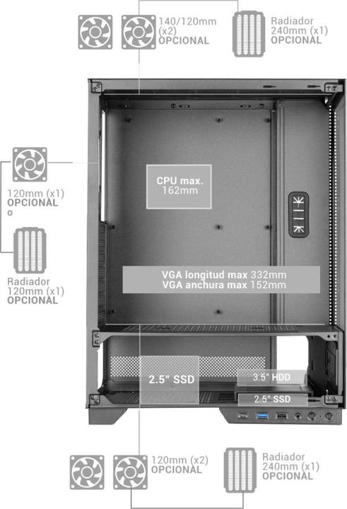 Image du produit Tacens MARS MC-PULSAR LCD ATX- obudowa (ATX, mATX, Mini-ITX)