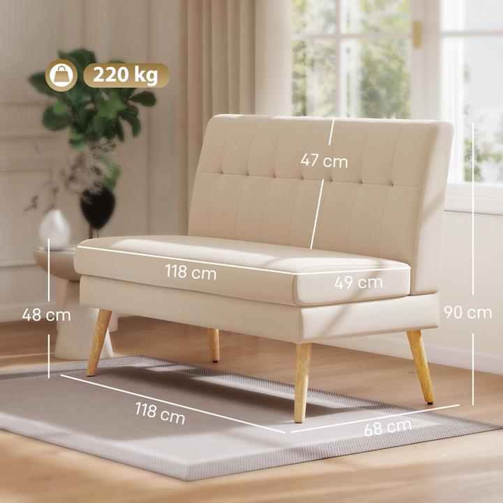 Produktbild Homcom Sofa Polyester, Kautschukholz Beige (2-Sitzer)