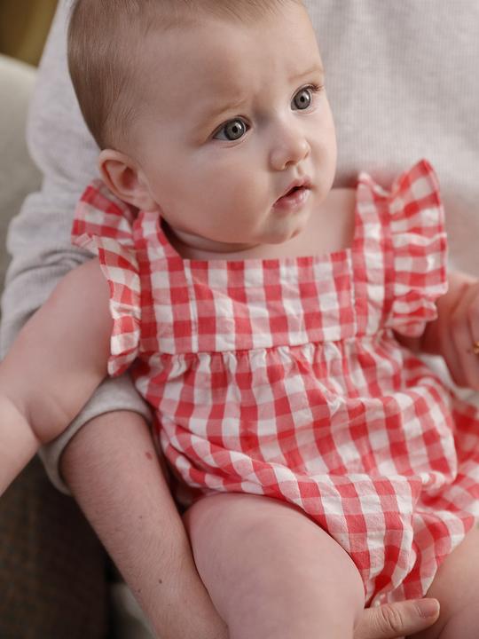 Actual product image Vertbaudet Ärmelloser Baby Kurzoverall mit Vichykaro (62)
