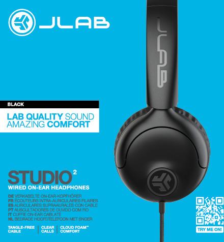 Produktbild JLab Audio JLAB Studio 2 Wired On-Ear black (Keine Geräuschunterdrückung, Kabelgebunden)
