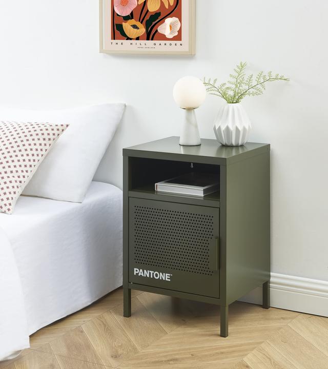Image du produit Pantone Nachttisch Metall dunkelolivgrün 40cm (40 x 35 x 58 cm)