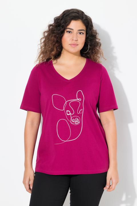 Image du produit Ulla Popken T-shirt, motif animal métallisé. Col V et manches courtes (58)