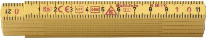 Actual product image Hultafors Tommestok 1m 10led yellow, made of glass fibre reinforced polyamide, 13mm wide, with mm on both