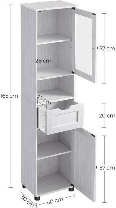 Actual product image Vasagle Bathroom cabinet white 40.0 x 30.0 x 165.0 cm (40 x 30 x 165 cm)