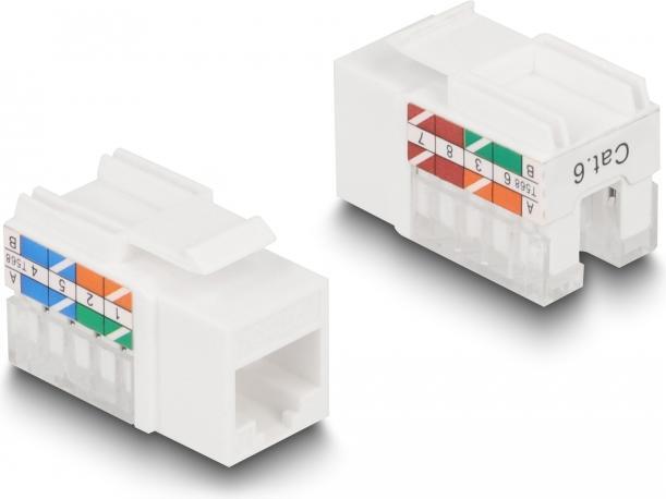 Image du produit Delock Kit Keystone LSA avec support de pose RJ45 / RJ11 Cat.6 noir (Support de module Keystone)