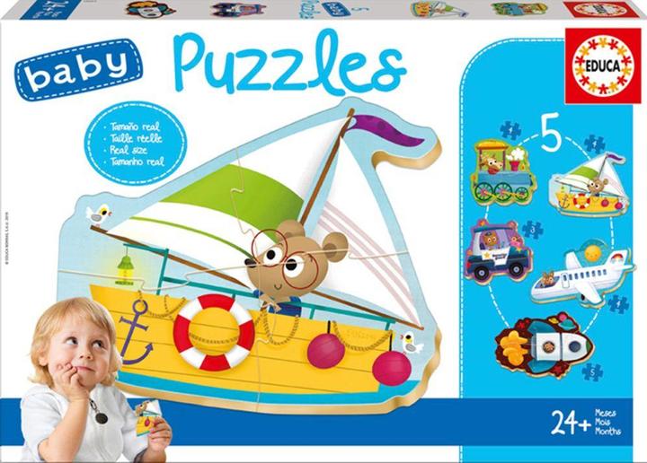 Actual product image Educa Baby Puzzles 2 Vehicles 2x2/2x3/4 pieces (24 pieces)