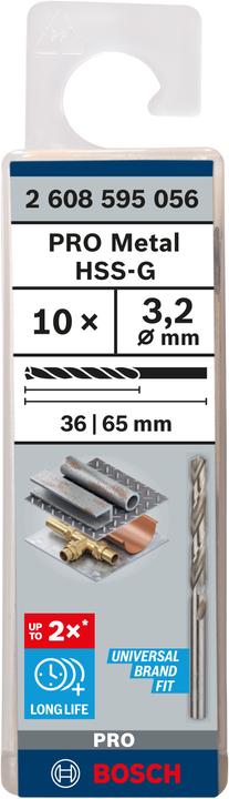 Actual product image Bosch Professional Zubehör PRO Metal HSS-G twist drill, 3.2 x 36 x 65 mm (3.2 mm)