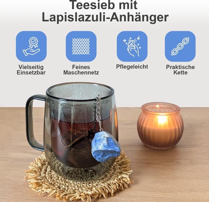 Actual product image Gewürzladen Näfels Teesieb mit Lapis-Lazuli-Anhänger, Teeei, Teekugel, Gewürzsieb