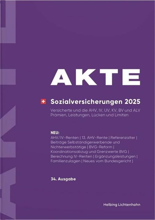 Immagine prodotto AKTE Sozialversicherungen 2025 (Tedesco, Ulrich Kurmann, Rudolf Keiser (†), 2024)