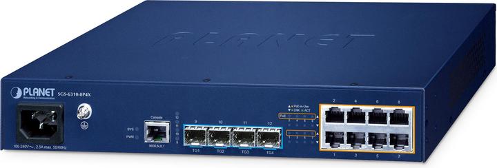 Produktbild Planet 8-Port L3 PoE+ Managed Switch SGS-6310-8P4X (12 Ports)