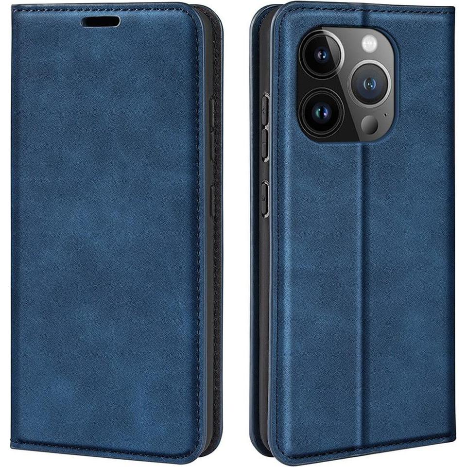 Cover-Discount iPhone 15 Pro Max - Stand Flip Case Hülle blau (Apple iPhone 15 Pro Max), Smartphone Hülle, Blau