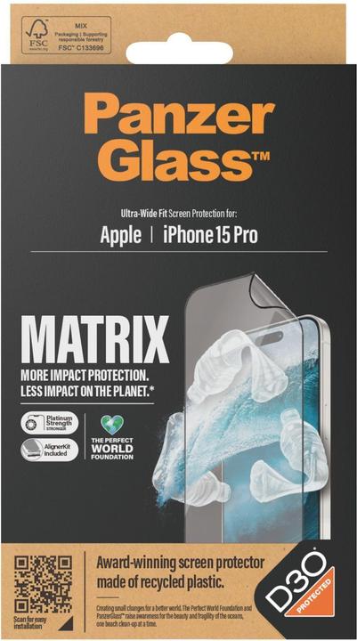 Actual product image PanzerGlass MATRIX Screen Protector with D3O (1 Piece, Apple iPhone 15 Pro)