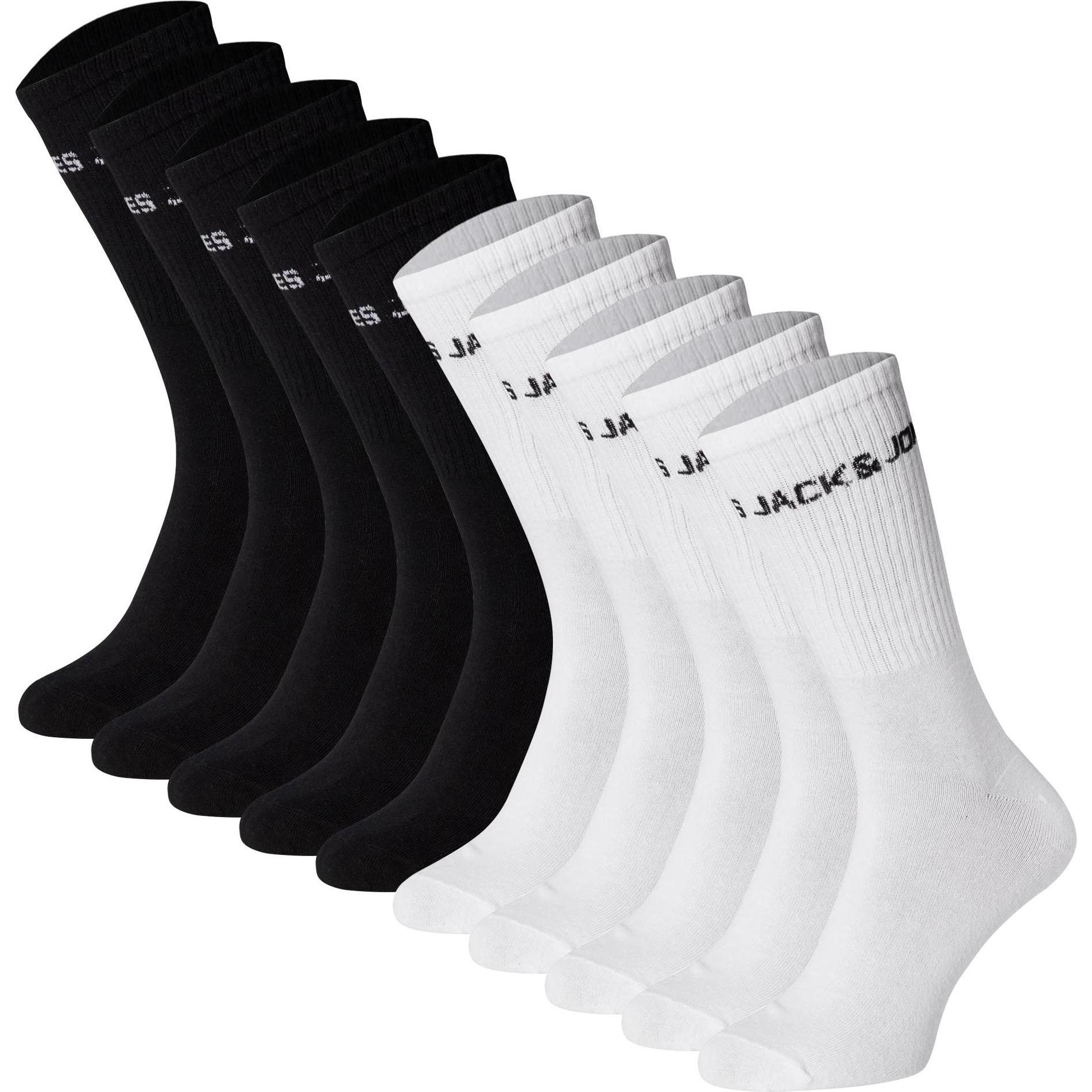 Jack & Jones, Unisex, Socken, Jacbasic Logo Tennis Sock 5 Pack Jnr, Schwarz, Weiss, (10er Pack, 33 - 37)