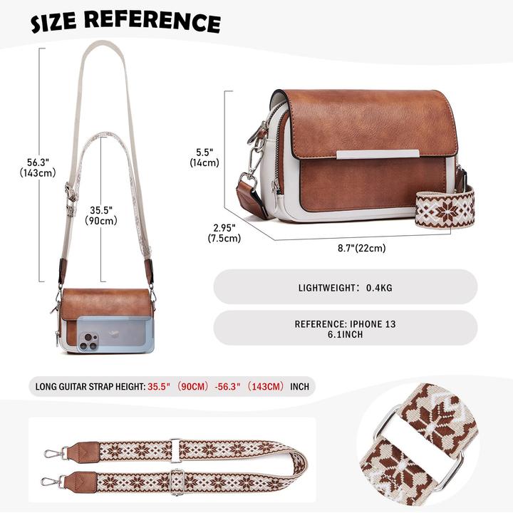 Produktbild Only-Bags.Store Handy Umhängetasche, Vegan Leder Crossbody Bag Umhängetasche mit verstellbarem abnehmbarem breitem