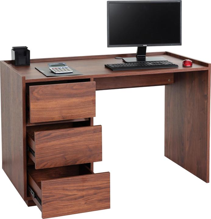Produktbild Swisshandel24 Schreibtisch HWC-J78, Bürotisch Computertisch Arbeitstisch, Schublade, 78x121x60cm Walnuss-Optik (78 x 121 x 60 cm)