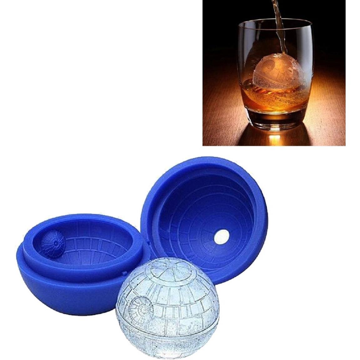 König Design Silikon Eiswürfelform Todesstern Kugel Eiswürfel Eis für Whiskey Wein Bar Party, Eisherstellung, Blau