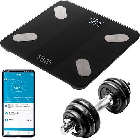 Image du produit Adler Smart Bathroom Scale | AD 8186b | Poids maximum (capacité) 180 kg | Précision 100 g | Indice de (180 kg)