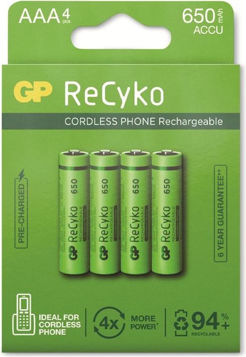 Actual product image GP Batteries Charger GP 1x4 GP Recyko Nimh Ackus AAA 650mah Dect-Telephon (1 pcs., AAA, 650 mAh)