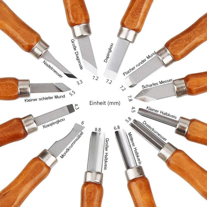 Produktbild Hospaop 12-teiliges Holz-Schnitzwerkzeug-Set mit Schleifstein