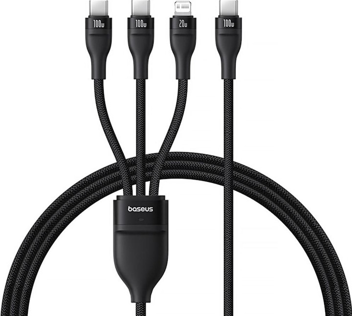 Produktbild Baseus 3-in-1 Flash3 USB to C+C+L 100W / 1.5m cable (black) (1.50 m, USB 3.2 Gen 1)