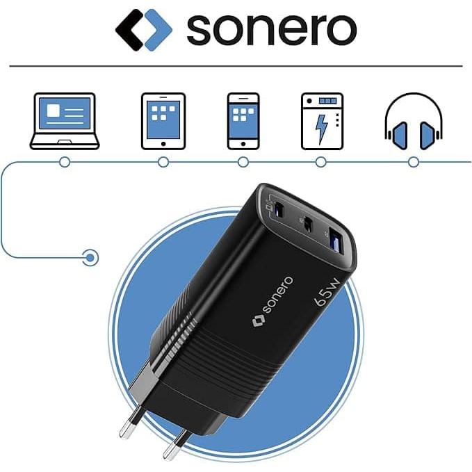 Thumbnail - Purelink Sonero SON X-PS130 USB-Ladegeraet 65 W GaN PD 2x USB-C 1x USB-A (65 W), USB Ladegerät, Schwarz