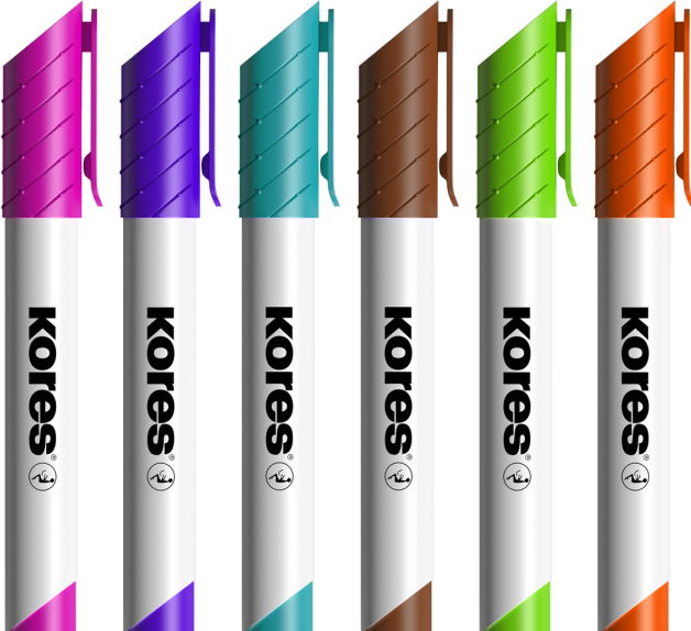 Immagine prodotto Kores K-Marker Lavagna bianca (Pink, Viola, Turchese, Marrone, Verde chiaro, Arancia, 3 mm, 6 x)