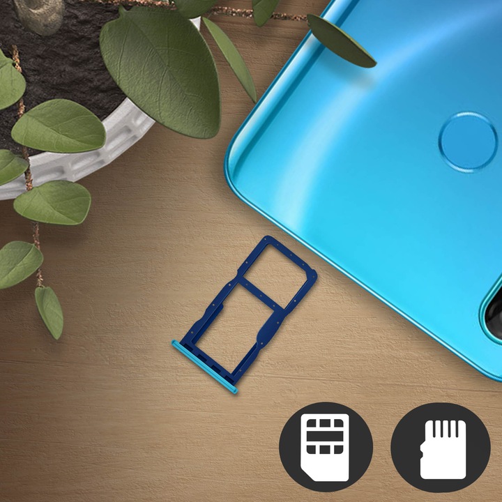Image du produit Clappio Support de carte nano sim, support micro SD Pièce de rechange pour Huawei P30 Lite Bleu (Support de carte SIM, Huawei P30 Lite)
