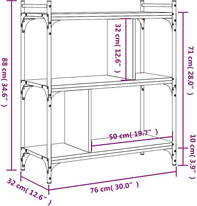 Produktbild vidaXL Bücherregal (32 x 76 x 88 cm)