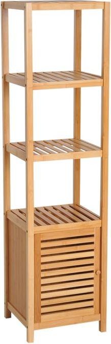 Actual product image Swisshandel24 Bathroom cabinet, 3 open compartments, bamboo, natural, 36 x 33 x 140 cm (36 x 33 x 140 cm)