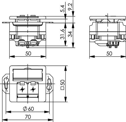 Actual product image Telegärtner AMJ45 network wall outlet RJ-45 (W) shielded CAT 6 Alpine White 1 piece