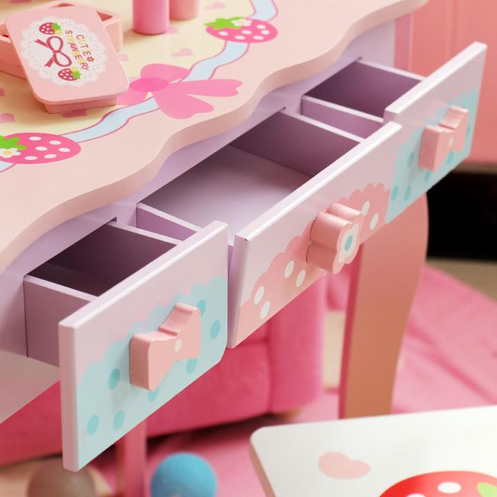 Image du produit Hermex Jeu de maquillage pour enfants Commode de maquillage Miroir de beauté Table de beauté (60 x 30 x 96,5 cm)