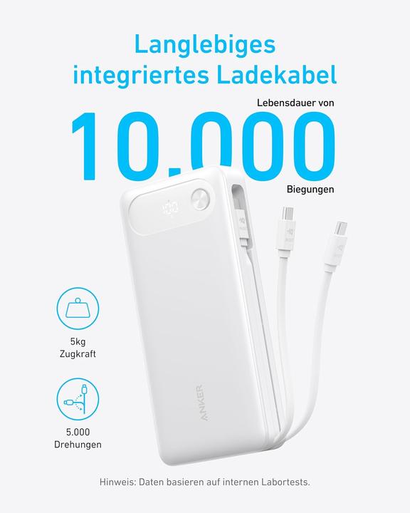 Produktbild Anker Powerbank mit integriertem USB-C-Kabel (20000 mAh, 87 W)