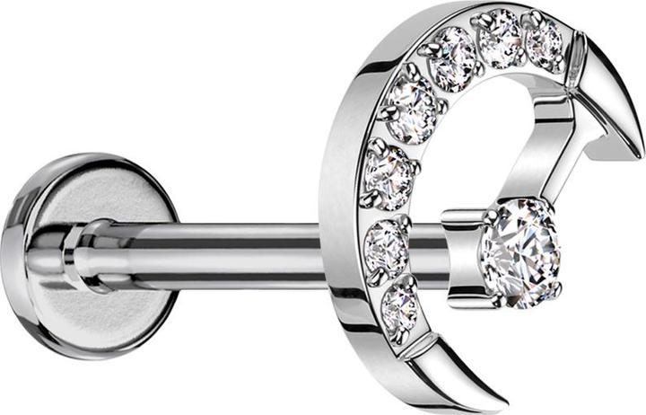 Immagine prodotto Star Piercing Micro labret filo interno argento mezzaluna argento cristalli argento cristallo centrale argento (senza ottone, Titanio)